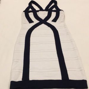 White and navy blue sexy mini dress